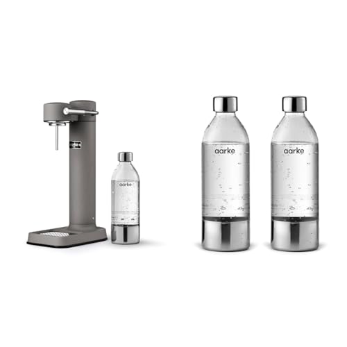Aarke Carbonator 3, Premium Wassersprudler aus Edelstahl mit Aarke Flasche, Mattgrau Finish &amp; 2er Pack PET Flaschen für Wassersprudler Carbonator 3 : Küche, Haushalt &amp; Wohnen