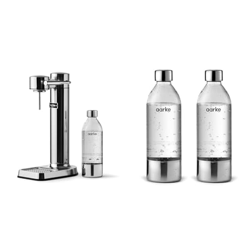 Aarke Carbonator 3 Steel &amp; 2er Pack PET Flaschen für Wassersprudler Carbonator 3, BPA frei mit Details in Edelstahl, 800ml, AASPB1 STEEL : Küche, Haushalt &amp; Wohnen