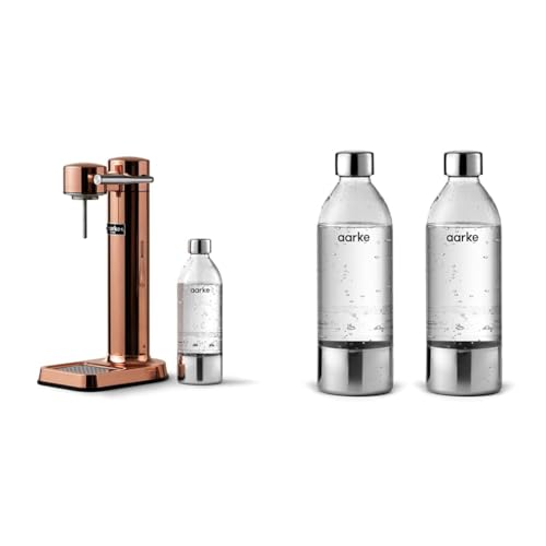 AARKE AAC3 Copper Carbonator Wassersprudler, Kupfer, Regular &amp; 2er Pack PET Flaschen für Wassersprudler Carbonator 3, BPA frei mit Details in Edelstahl, 800ml, AASPB1 STEEL : Küche, Haushalt &amp; Wohnen